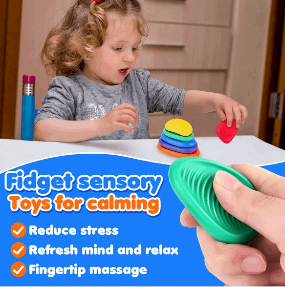 Silicone Textured Sensory Worry Stones 6pc Sensory Needs