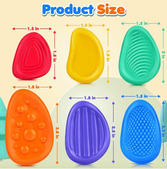 Silicone Textured Sensory Worry Stones 6pc Sensory Needs
