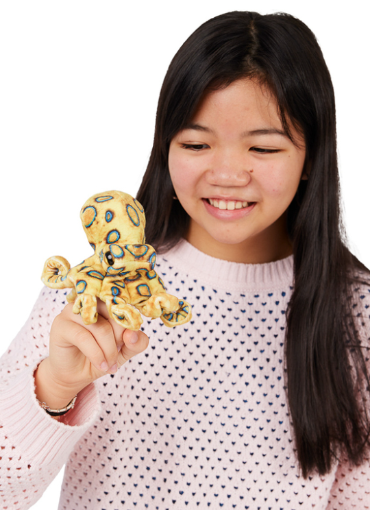 Folkmanis Finger Puppet Blue RInged Octopus