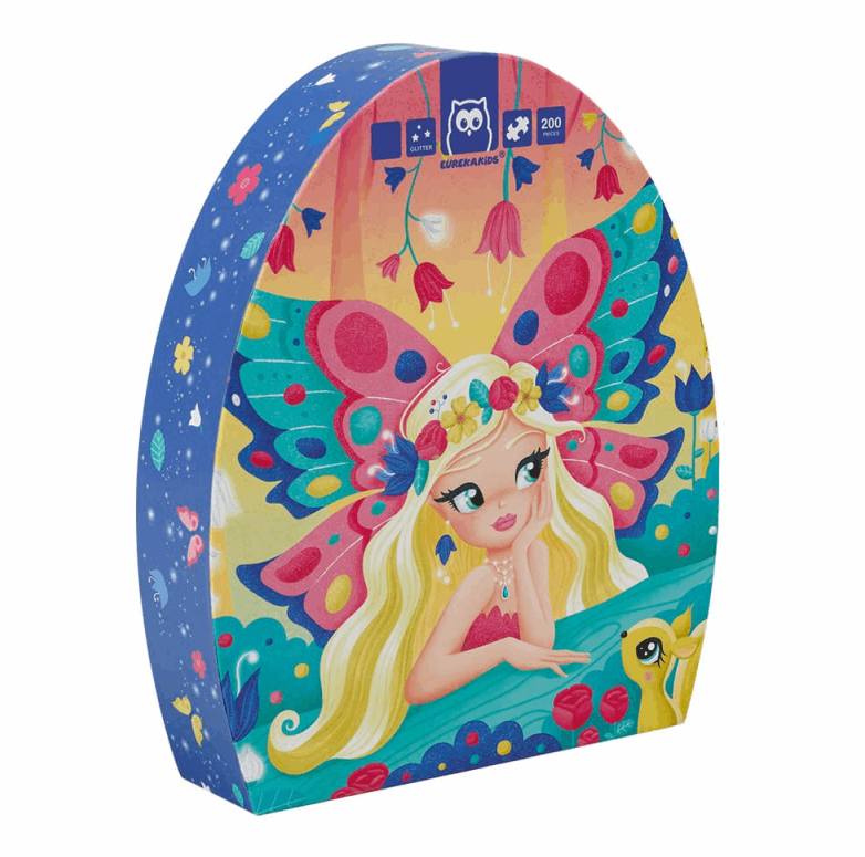 EurekaKids Butterfly Fairy Glitter Puzzle 200pc puzzle