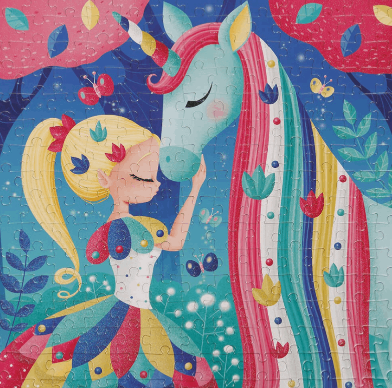 EurekaKids Unicorn Girl Glitter Puzzle 200pc puzzle