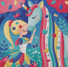 Load image into Gallery viewer, EurekaKids Unicorn Girl Glitter Puzzle 200pc puzzle
