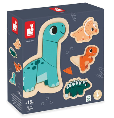 Janod 4 Progressive Puzzles Dino Puzzle