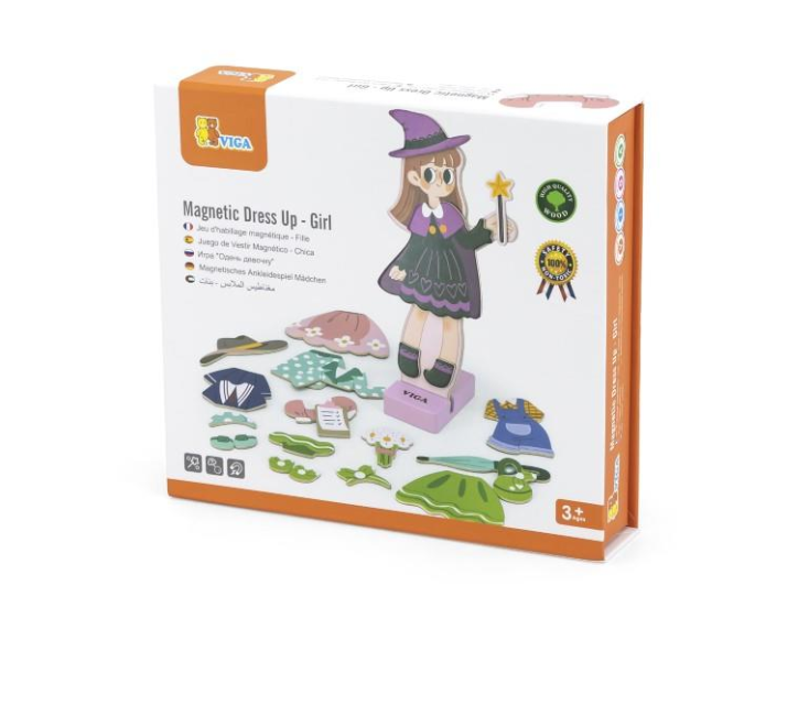 Viga Wooden Magnetic Dress Up Girl Pretend Play