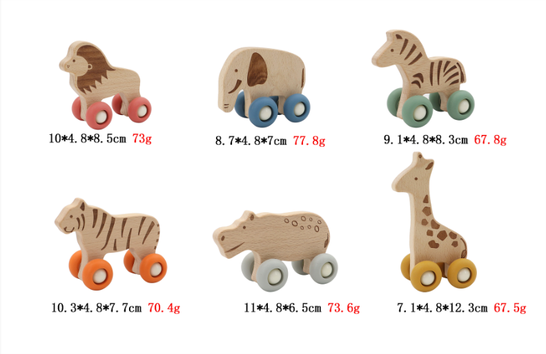 Kaper Kidz Wooden Animal with Silicone Wheels Assorted Baby & Toddler