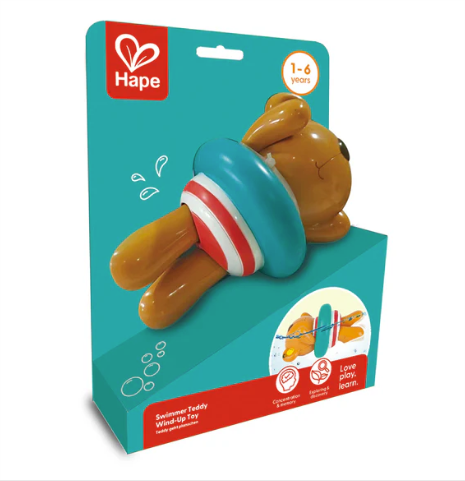 Hape Swimmer Teddy Wind Up Bath Toy
