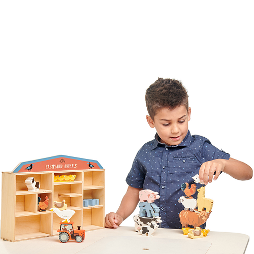 Tenderleaf Farmyard Animal Wooden Box Set Social Play