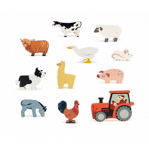 Tenderleaf Farmyard Animal Wooden Box Set Social Play