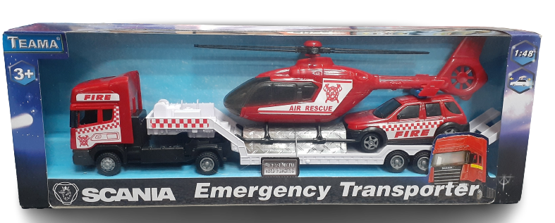 Emergency Transporter with Helicopter & Car Police & Fire Fire Transport