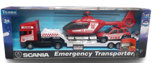 Load image into Gallery viewer, Emergency Transporter with Helicopter &amp; Car  Police &amp; Fire
