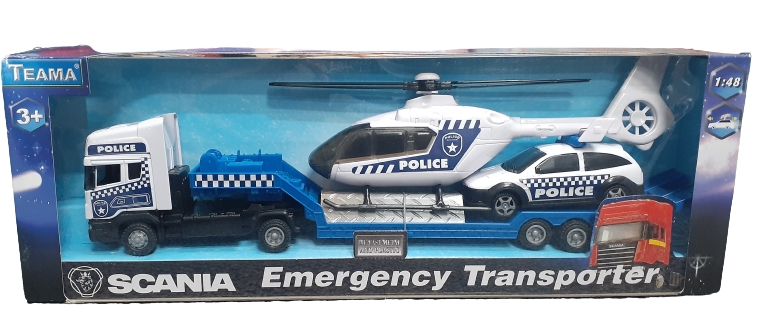 Emergency Transporter with Helicopter & Car  Police & Fire