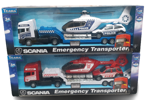 Emergency Transporter with Helicopter & Car Police & Fire Transport