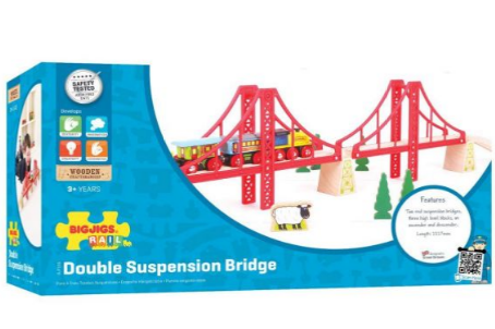 Bigjigs Toys Rail Double Suspension Bridge Train