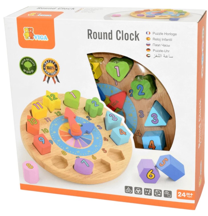 Viga Wooden Round Clock Learning Aid
