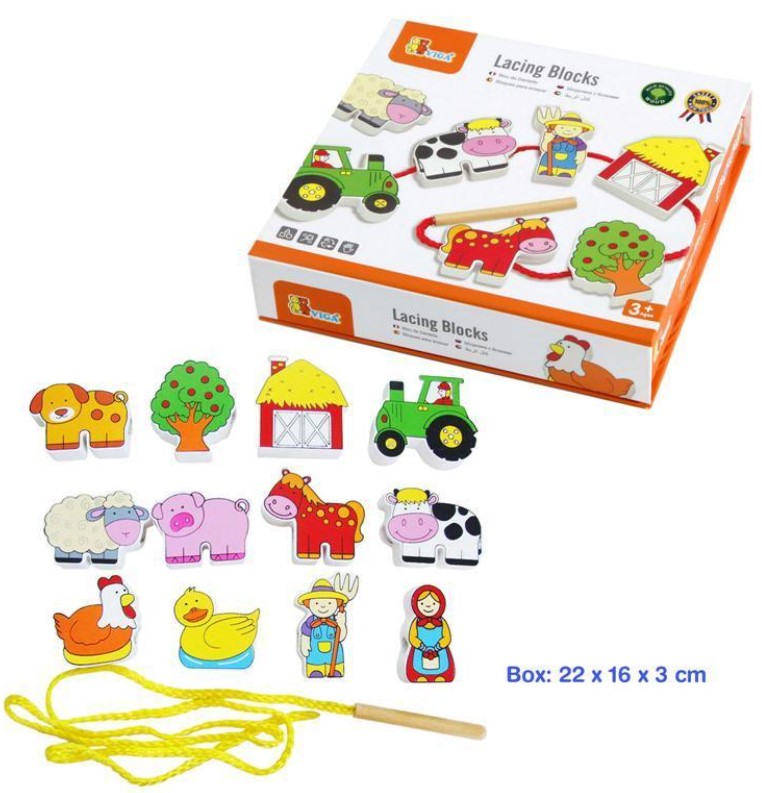 Viga Lacing Blocks - Farm Learning Aid