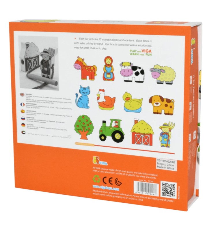 Viga Lacing Blocks - Farm Learning Aid