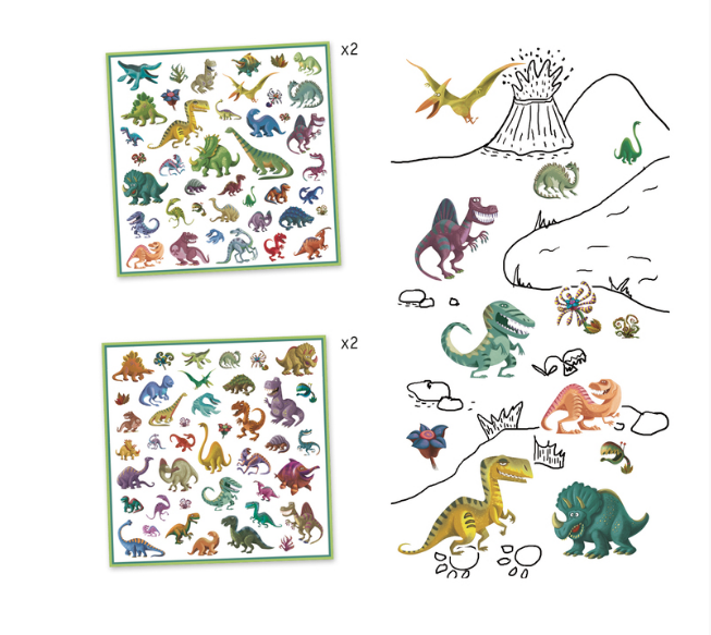 Djeco Stickers Dinosaur 160pc Art & Craft