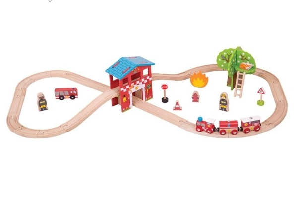 Bigjigs Toys Rail Fire Station Train Set Train