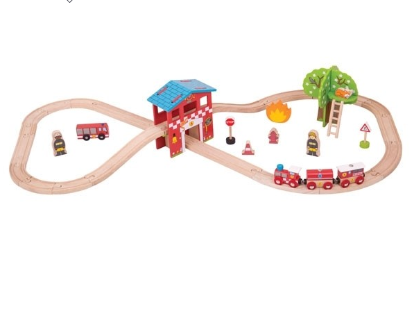 Bigjigs Toys Rail Fire Station Train Set