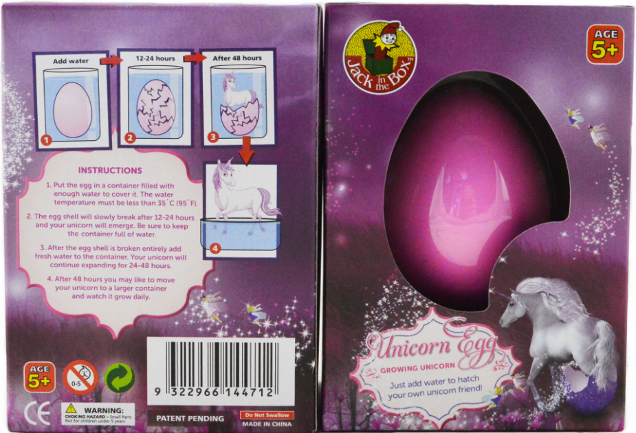 Growing Pet Unicorn Egg Novelty
