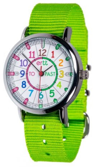 EasyRead Time Teacher Watch - Standard Rainbow Past To Lime Strap Learning Aid