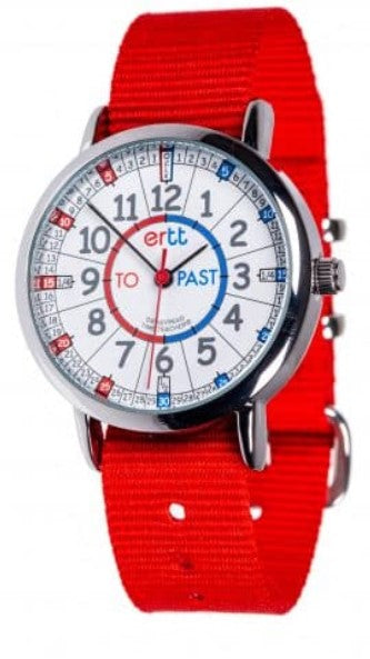 EasyRead Time Teacher Watch - Standard Red Blue Past To Red Strap Learning Aid