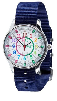 EasyRead Time Teacher Watch - Waterproof Rainbow Past To Navy Strap Learning Aid