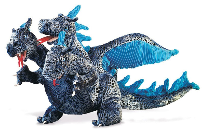 3 Headed Dragon Puppet Blue - Folkmanis Puppet Theatre