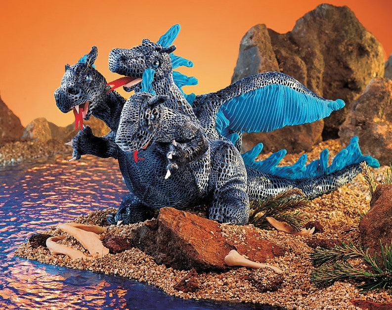 3 Headed Dragon Puppet Blue - Folkmanis Puppet Theatre