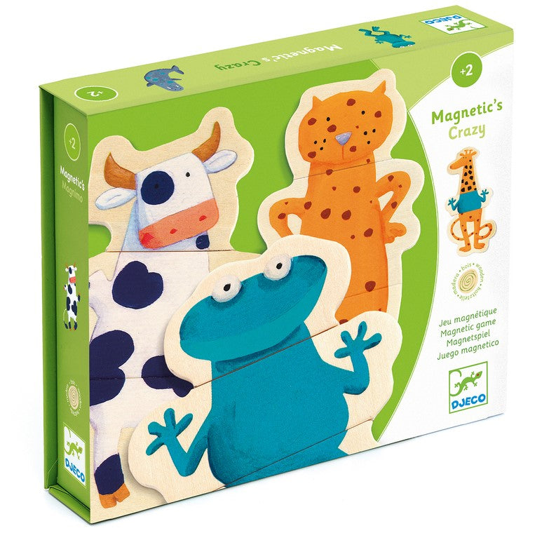 Djeco Wooden Magnetic Crazy Animals Set Learning Aid