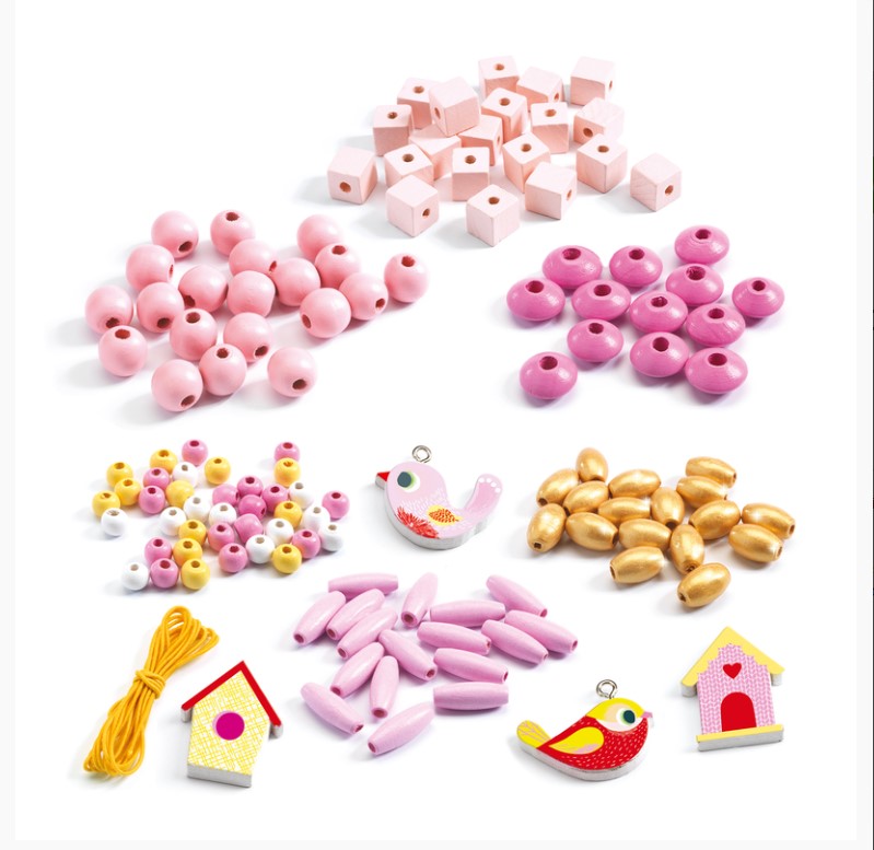 Djeco Wooden Beads Birds 450pc Art & Craft