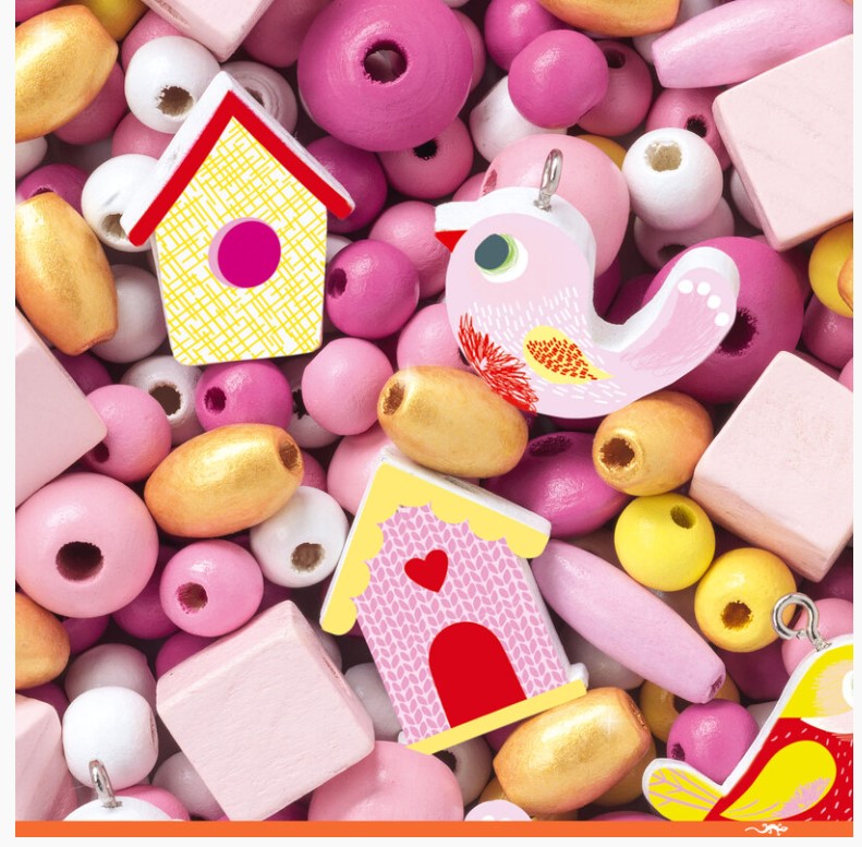Djeco Wooden Beads Birds 450pc Art & Craft