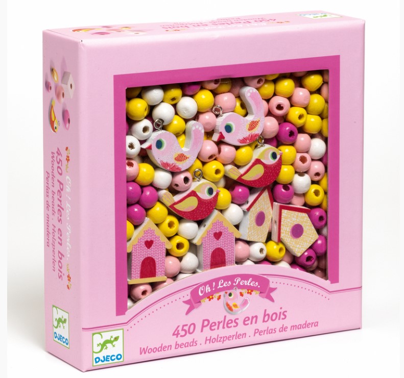 Djeco Wooden Beads Birds 450pc Art & Craft