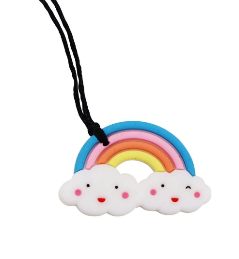 Jellystone Designs Silicone Chew Pendant Rainbow Pastel Sensory
