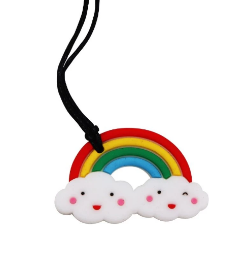 Jellystone Designs Silicone Chew Pendant Rainbow Bright Sensory
