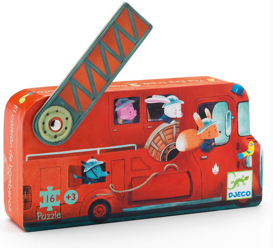Djeco Fire Truck 16pc Silhouette Puzzle Puzzle