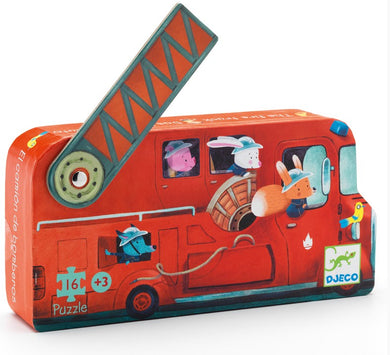Djeco Fire Truck 16pc Silhouette Puzzle Puzzle