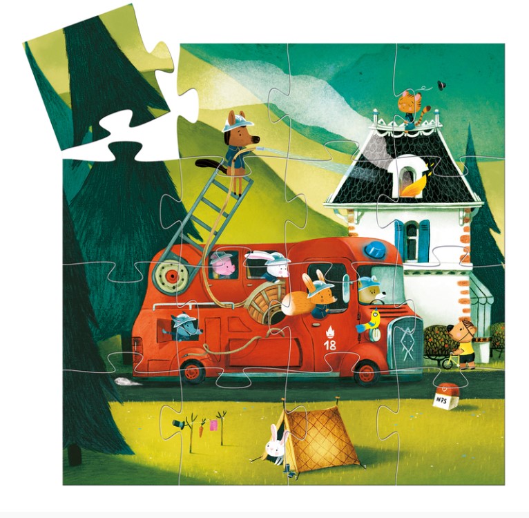 Djeco Fire Truck 16pc Silhouette Puzzle Puzzle