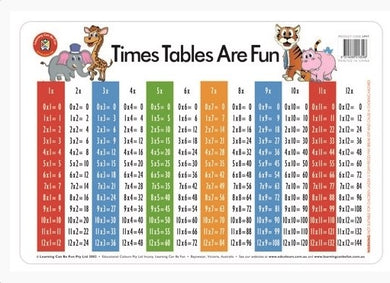 Learning Can Be Fun Placemat - Times Tables are Fun Learning Aid