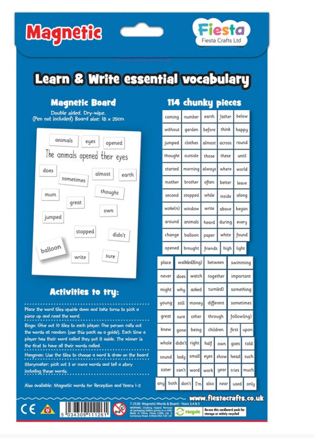 Fiesta Crafts Magnetic Words School Years 3,4 & 5 Learning Aid