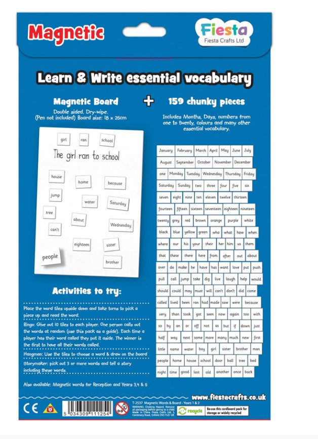 Fiesta Crafts Magnetic Words School Years 1 & 2 Learning Aid