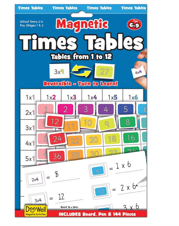 Fiesta Crafts MAgnetic Times Tables from 1 to 12 Learning Aid