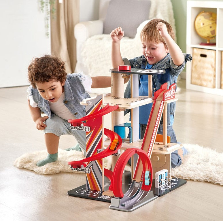 Hape Gearhead Stunt Garage Social Play