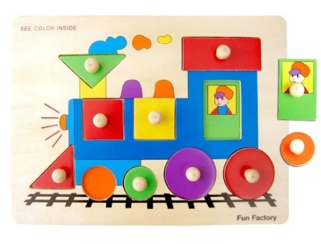 Fun Factory Wooden Puzzle with Knobs - Train puzzles