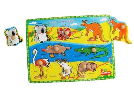 Fun Factory Wodden Puzzle with Knobs - Australian Animals Puzzle