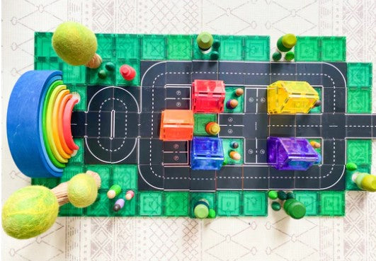Learn & Grow Toys Magnetic Tile Toppers Road Pack 40pc Set Construction