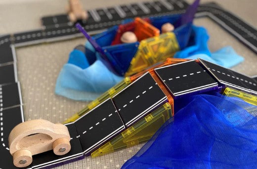Learn & Grow Toys Magnetic Tile Toppers Road Pack 40pc Set Construction