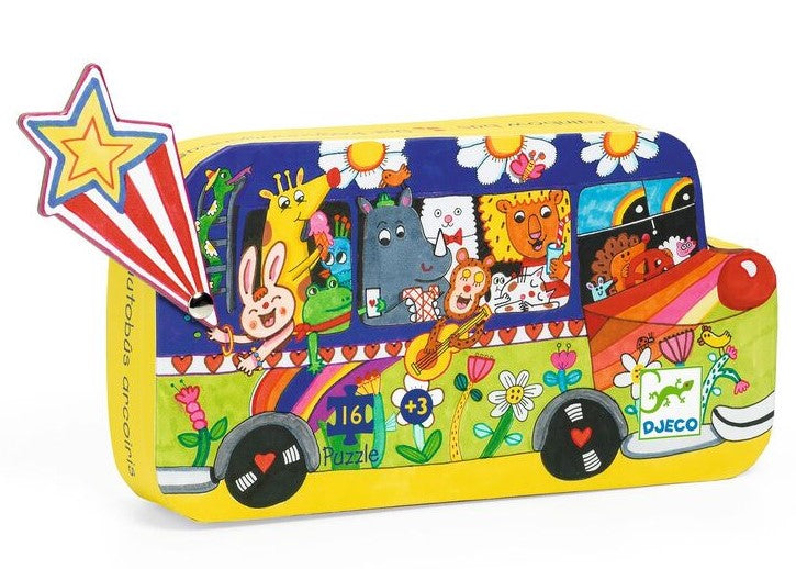 Djeco The Rainbow Bus 16pc Silhouette Puzzle Puzzle