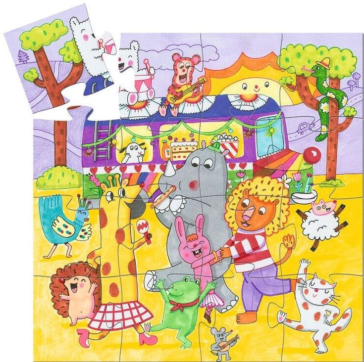 Djeco The Rainbow Bus 16pc Silhouette Puzzle Puzzle