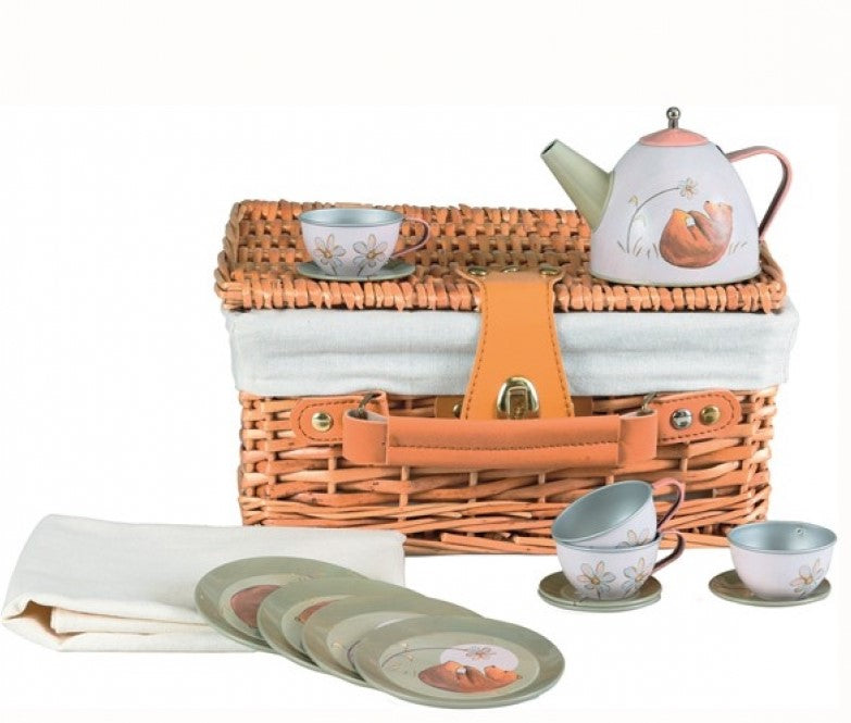 Egmont Toys Wicker Basket Tin Tea Set Forest Pretend Food Play